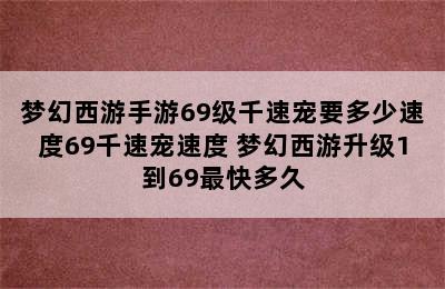 梦幻西游手游69级千速宠要多少速度69千速宠速度 梦幻西游升级1到69最快多久